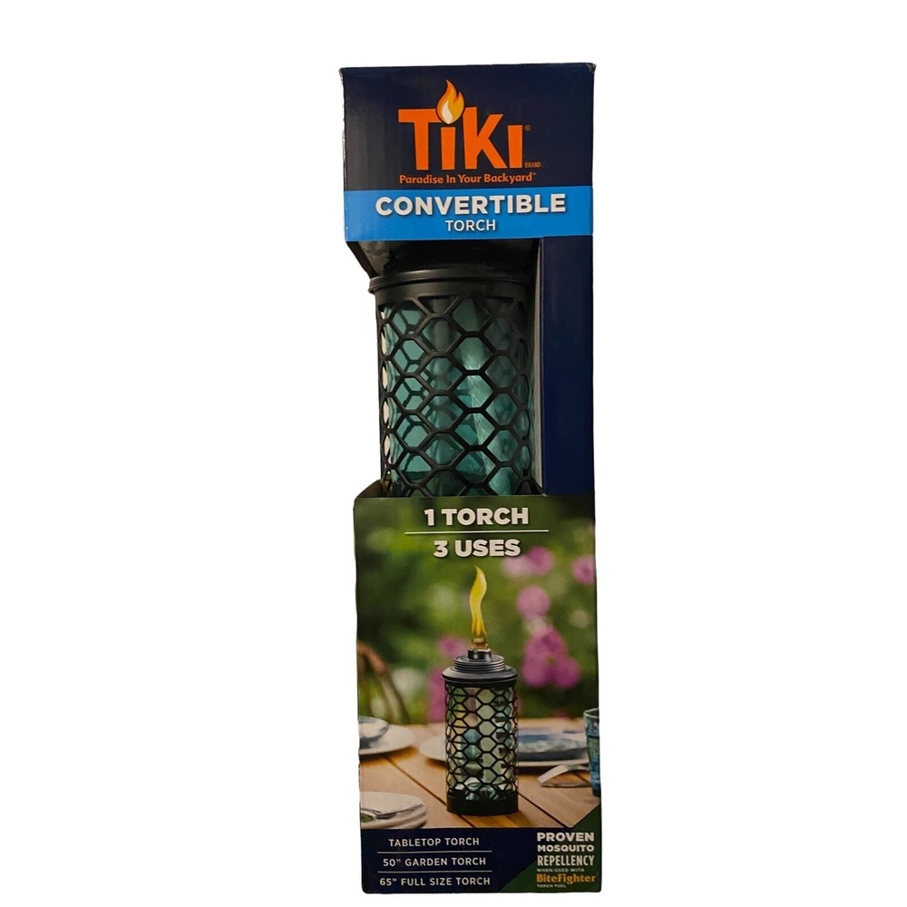 TIKI Convertible Torch Glass 1 Torch 3 Uses, 65 Inches, Blue New